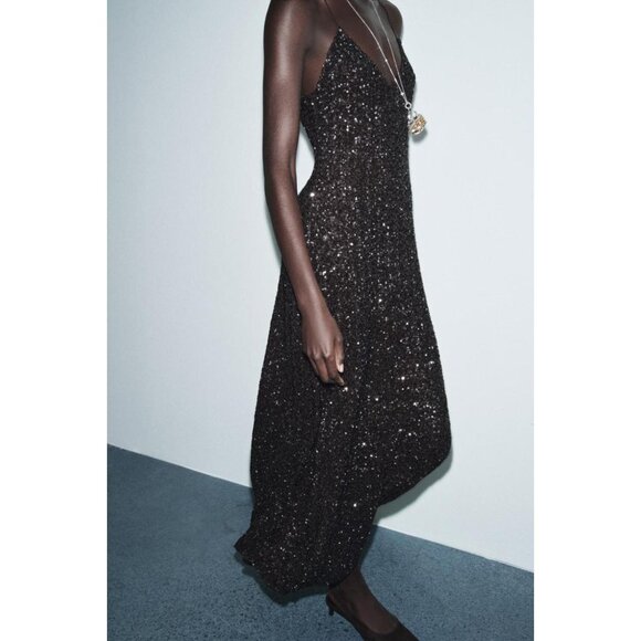 ZARA ZW COLLECTION LIMITED EDITION SEQUIN MAXI DRESS - Picture 3 of 7